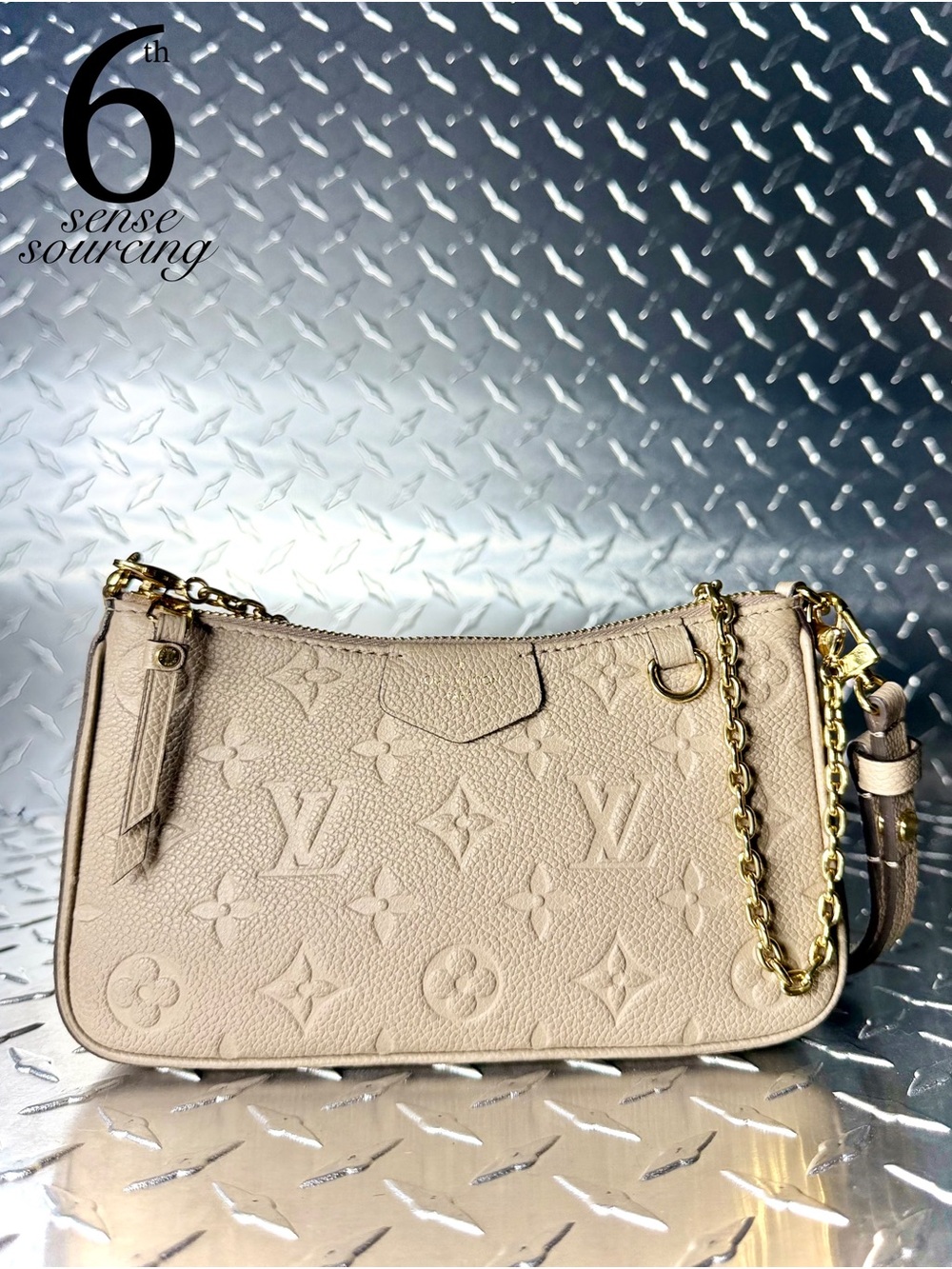 Louis Vuitton Monogram Empreinte Easy Pouch On Strap in Tourterelle